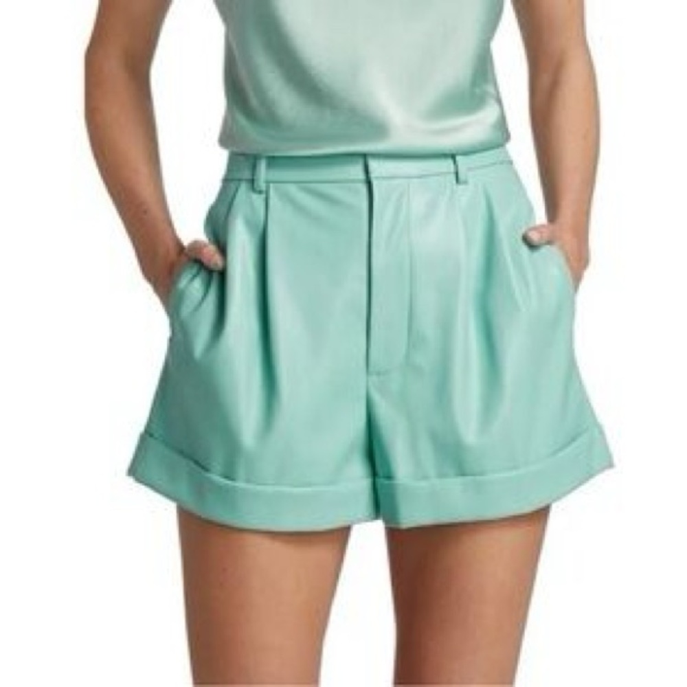 Alice + Olivia Conroy Vegan Leather Women's Mint Shorts